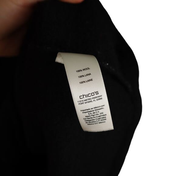 Chicos Boiled Wool Jacket Womens Size Small Black Button Front Collared Warm - Picture 6 of 10